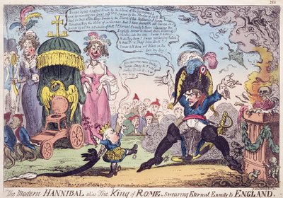 The King of Rome, 1814 - Cartoon Showing Napoleon and His Son, Napoleon II, Roi de Rome by George Cruikshank